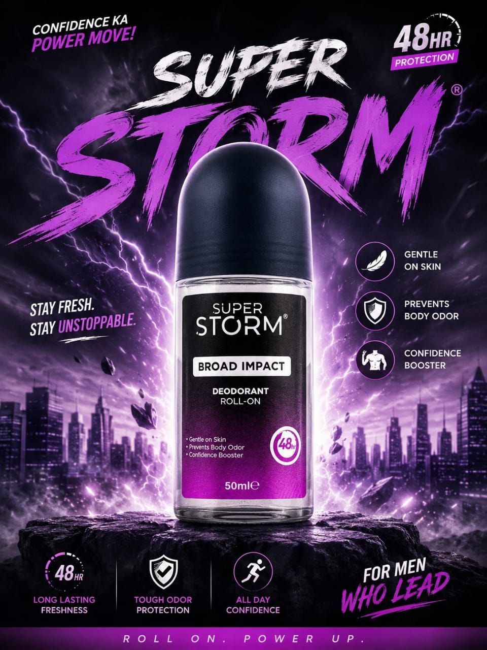 Super Storm Broad Impact Deodorant Roll-ON